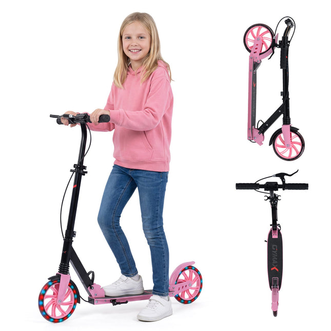 Kick Scooter for Kids Teens Adults Age 8+ Foldable Scooter with Large Light-up Wheels