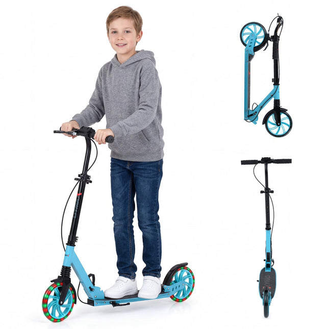 Kick Scooter for Kids Teens Adults Age 8+ Foldable Scooter with Large Light-up Wheels