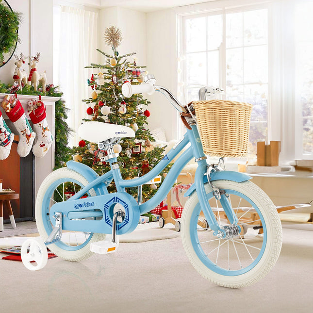 14-Inch Kids Bike with Training Wheels and Adjustable Handlebar Seat