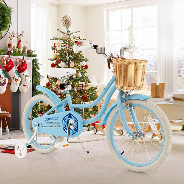 18-Inch Kids Bike with Training Wheels and Adjustable Handlebar Seat