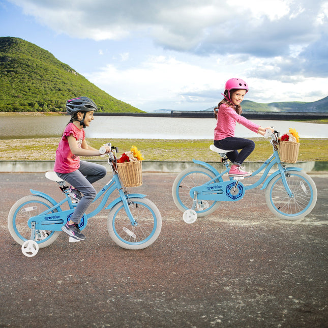18-Inch Kids Bike with Training Wheels and Adjustable Handlebar Seat