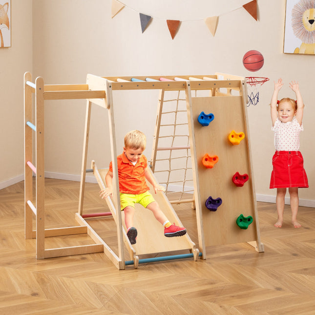 Kids Indoor Playground 6-in-1 Jungle Gym for 3-14 Years Olds
