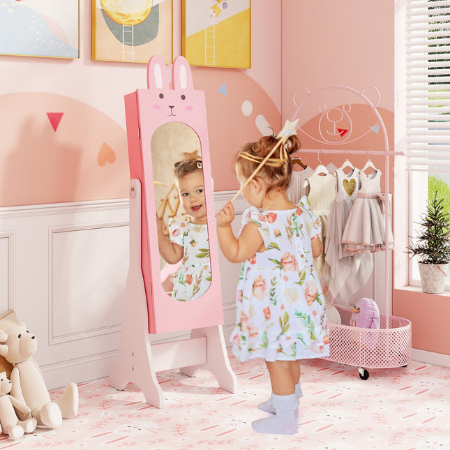 Kids Jewelry Armoire Cabinet with 2 Tilt Angles and Large Capacity