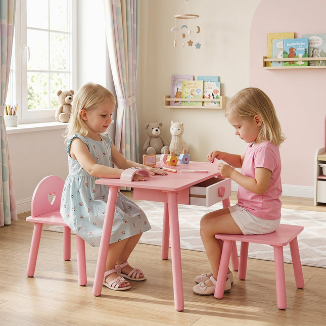 Kids Pretend Nail Salon Playset with Table and Stools