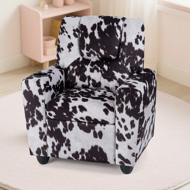 Kids Recliner Chair Push Back Toddler Reclining Armchair with Cup Holder