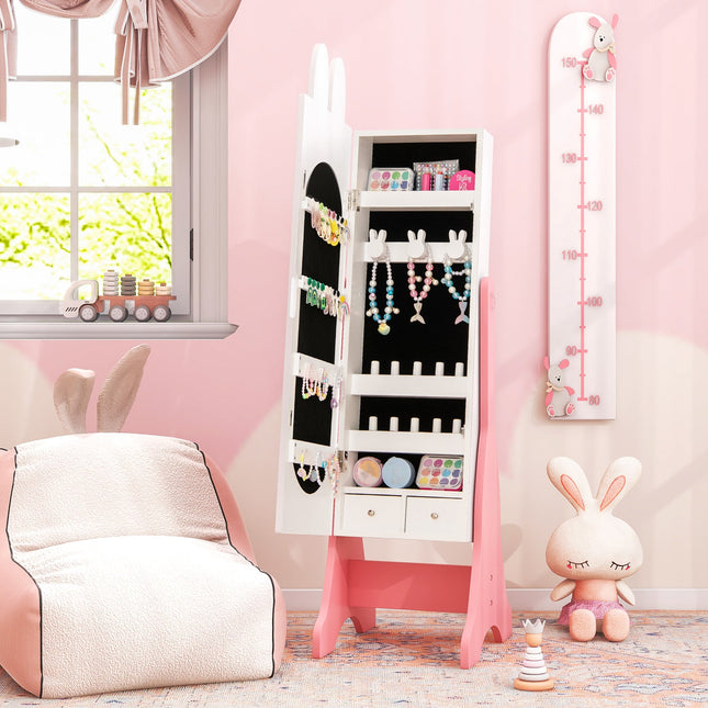 Kids Vanity Table Set with Mirror, Chair & Storage - White