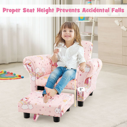 Kids Single Sofa with Cute Patterns Ergonomic Backrest and Armrests