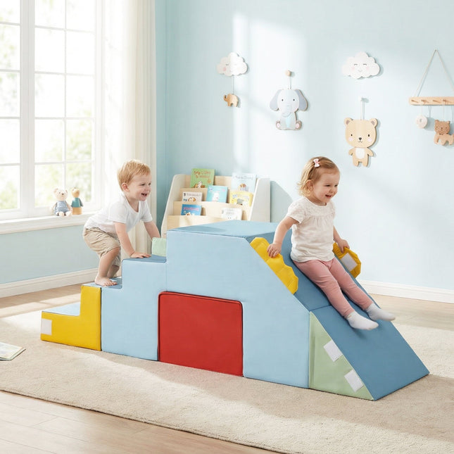 Kids Soft Foam Blocks with Velvet Covers Convertible Table and Chair Set