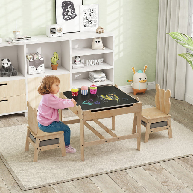 Kids Table and Chair Set with Reversible Whiteboard