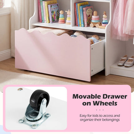 Kids Toy Storage Organizer Children Dress up Closet Wardrobe with Clothing Rack