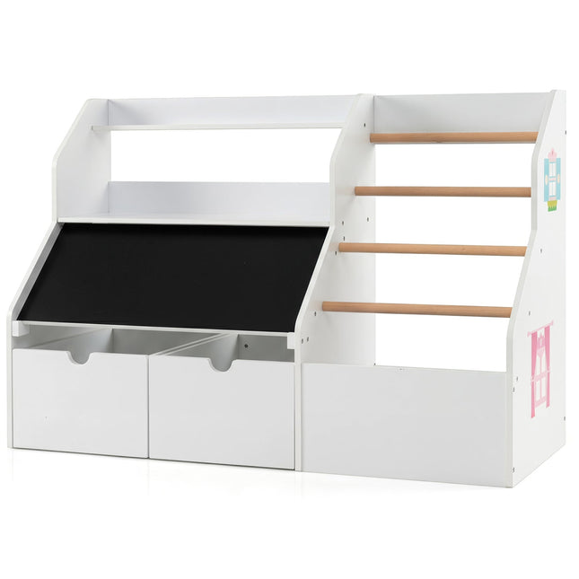 Kids Toy Storage Organizer with Flip-Up Blackboard