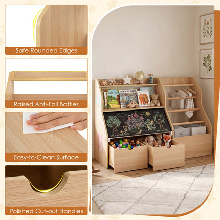 Kids Toy Storage Organizer with Flip-Up Blackboard
