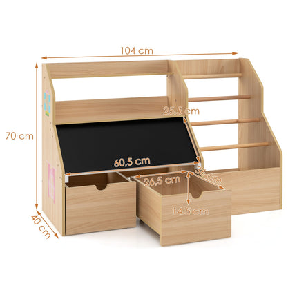 Kids Toy Storage Organizer with Flip-Up Blackboard