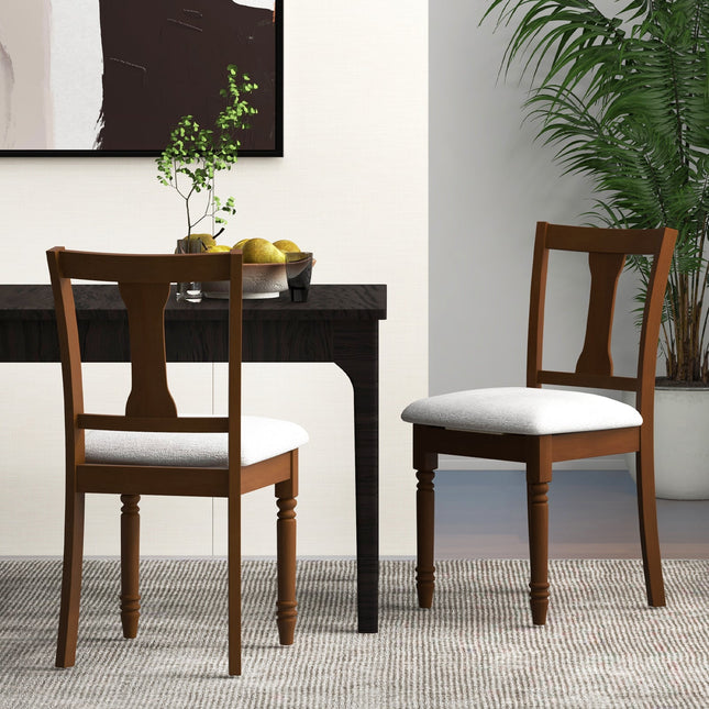 Set of 2 Kitchen Dining Chair with Linen Fabric and Storage Space