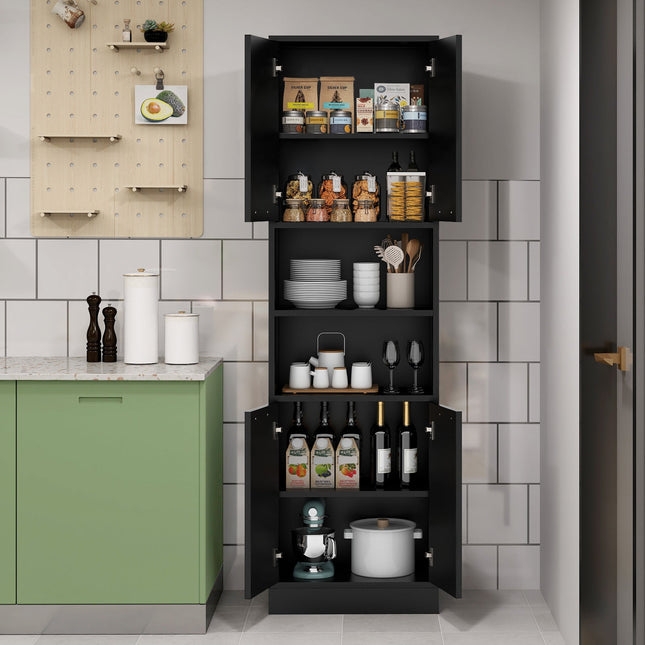 75 Inch Kitchen Pantry Cabinet Tall Cupboard with Doors and Shelves