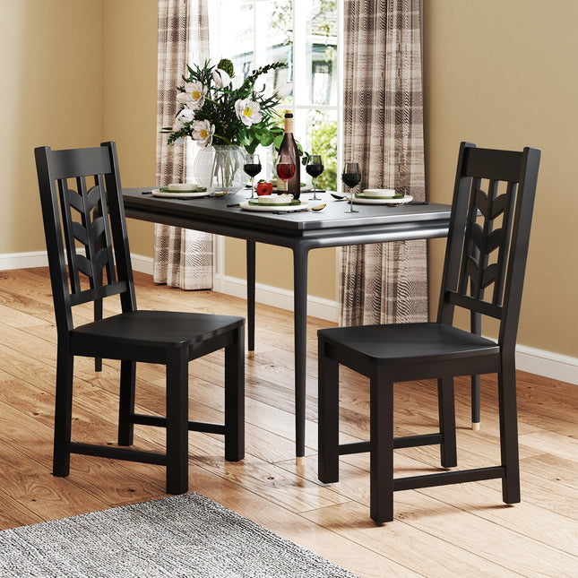 Kitchen Side Dining Chair Set of 2 with Rubber Wood Frame
