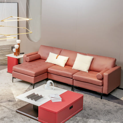 3-Seat L-Shaped Sectional Sofa with USB Ports & Storage