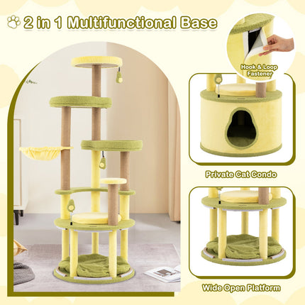 Large Avocado Cat Tree Multi-level Cat Tower with Private Condo-Green