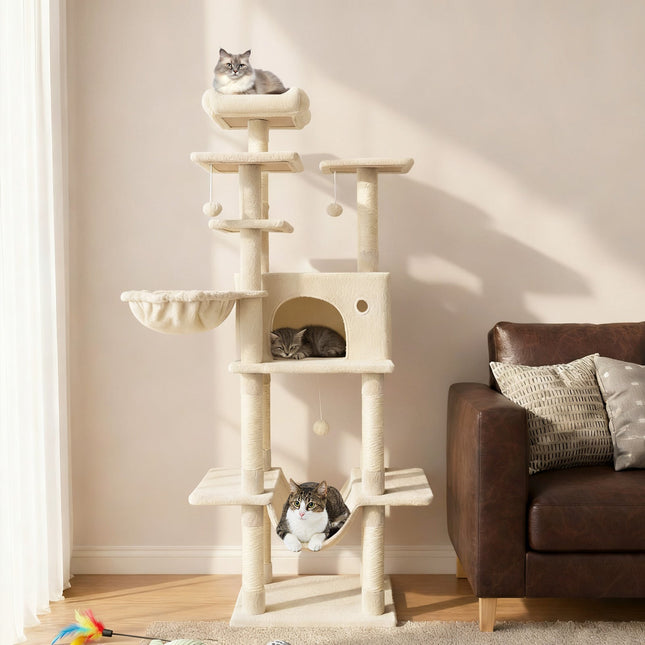 Large Cat Tree for Indoor Cats 63" Tall Cat Tower