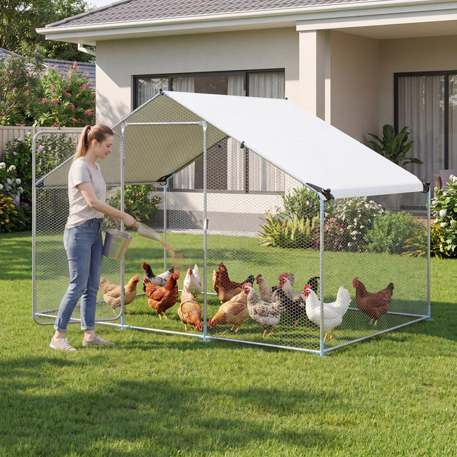 Large Metal Chicken Coop 9.8 x 6.7 Ft with Waterproof Cover