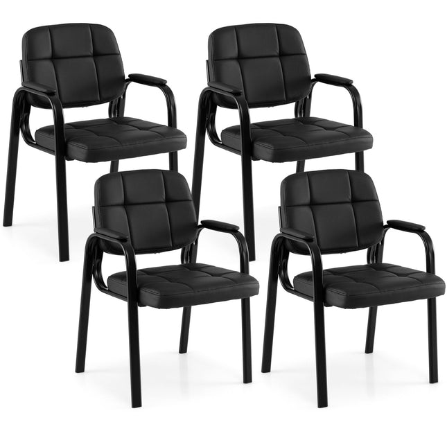Leather Office Reception Chairs Waiting Room Guest Chairs Set of 4