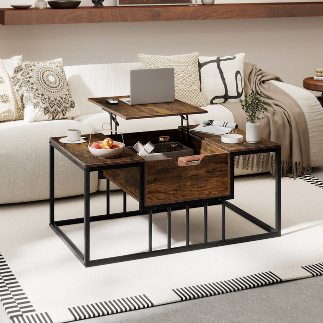 Lift Top Coffee Table Modern Center Table with Hidden Storage Compartment