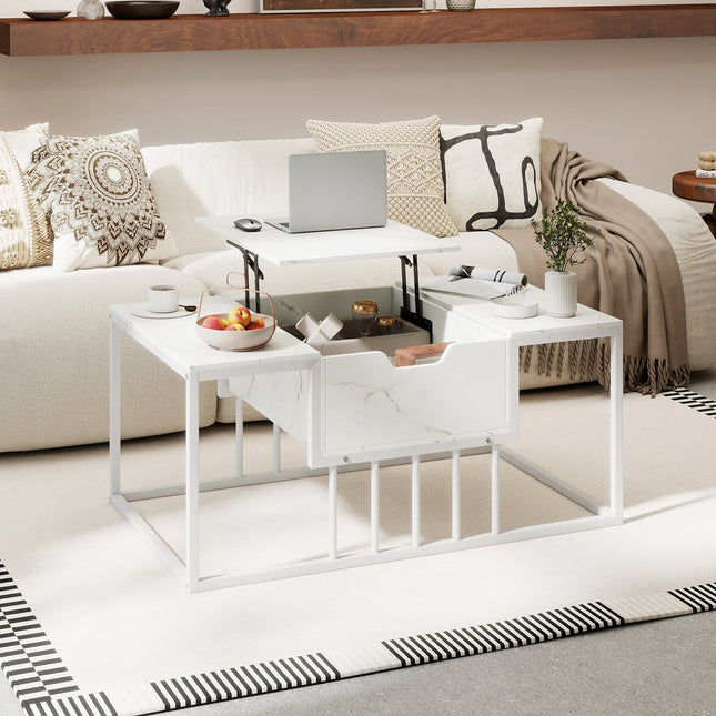 Lift Top Coffee Table Modern Center Table with Hidden Storage Compartment