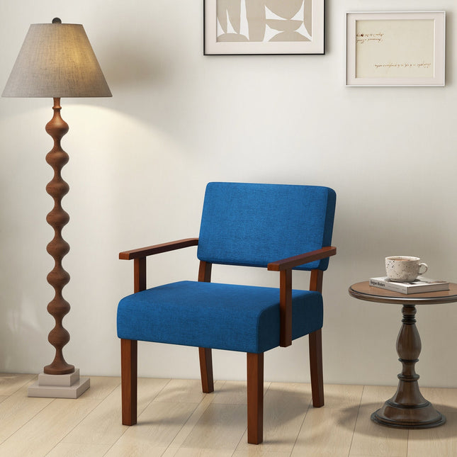 Linen Accent Chair Living Room Chair with Soft Padded Seat and Backrest