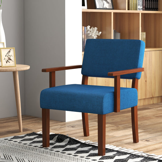 Linen Accent Chair Living Room Chair with Soft Padded Seat and Backrest