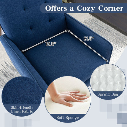 Linen Fabric Accent Chair with Removable Seat Cushion
