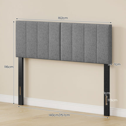 Adjustable Width Upholstered Headboard with Vertical Tufting