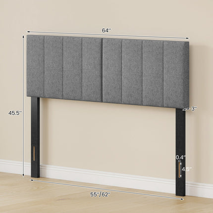 Adjustable Width Upholstered Headboard with Vertical Tufting