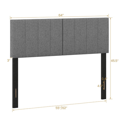 Adjustable Width Upholstered Headboard with Vertical Tufting