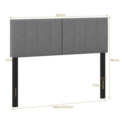Adjustable Width Upholstered Headboard with Vertical Tufting
