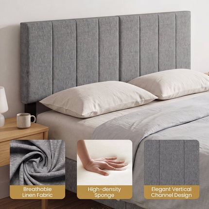 Adjustable Width Upholstered Headboard with Vertical Tufting