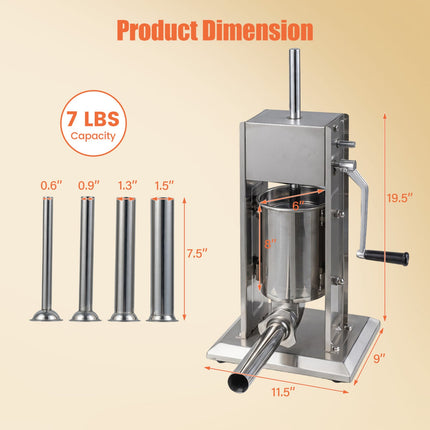 Manual Sausage Stuffer with 4 Tubes & 2 Speeds