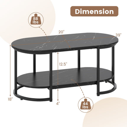 Marble Coffee Table with Open Storage Shelf