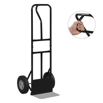 Metal Hand Truck Heavy-Duty 600 LBS Moving Dolly Cart with P-Handle and 10inch Rubber Wheels