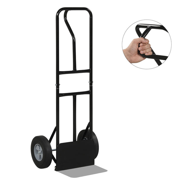 Metal Hand Truck Heavy-Duty 600 LBS Moving Dolly Cart with P-Handle and 10inch Rubber Wheels