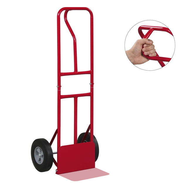 Metal Hand Truck Heavy-Duty 600 LBS Moving Dolly Cart with P-Handle and 10inch Rubber Wheels