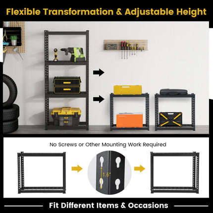 4-Tier Metal Shelving Unit with Anti-slip Foot Pad and Anti-tipping Device