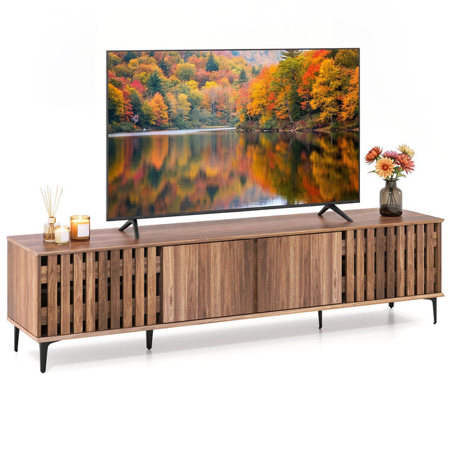 Mid Century Modern Entertainment Center with 4 Storage Cabinets for Living Room