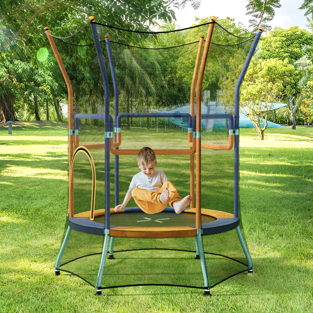 Mini Trampoline for Kids with Safety Enclosure Net and Foam Handles