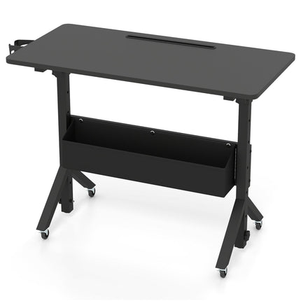 Mobile Standing Desk with Adjustable Height and Wheels