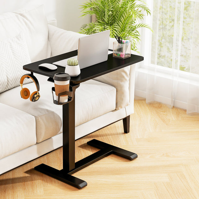 Mobile Standing Desk Height Adjustable Overbed Bedside Table with Cup Holder
