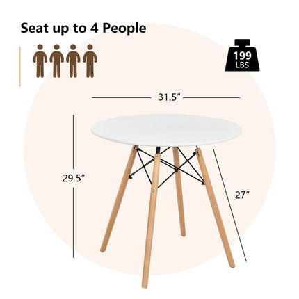 Modern 3-Piece Dining Set: Round Table with Set of 2 Hollow Plastic Chairs