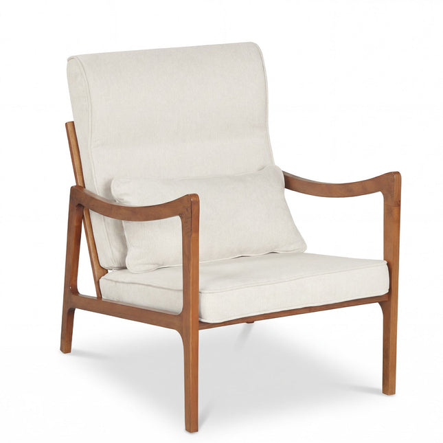 Modern Accent Chair with Solid Rubber Wood Faux Leather Upholstered Armchair