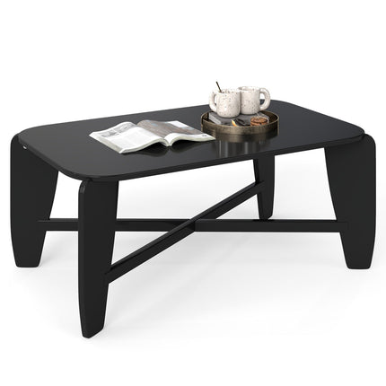 Rectangular Coffee Table with Rubber Wood Cross-Leg Base