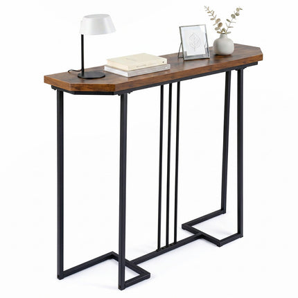 Console Table with Metal Legs - Rustic Brown