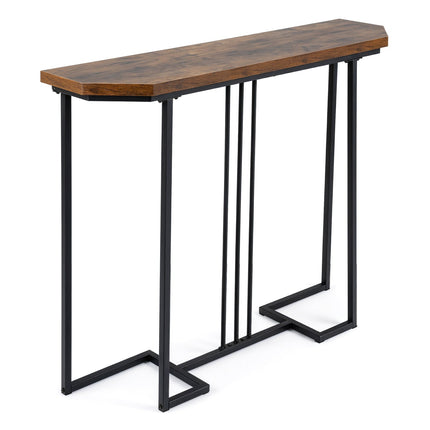 Console Table with Metal Legs - Rustic Brown